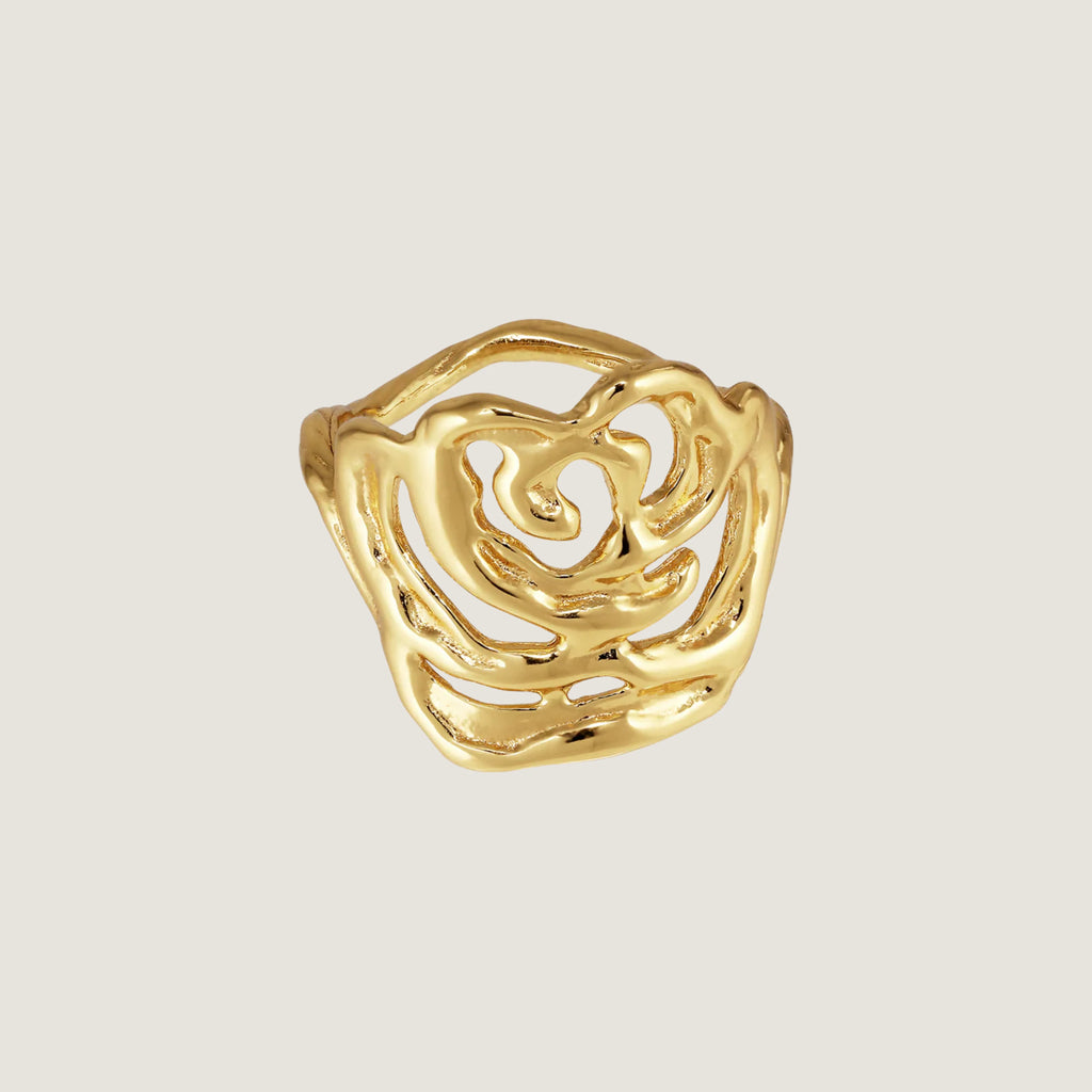 Big Rose ring forgyldt