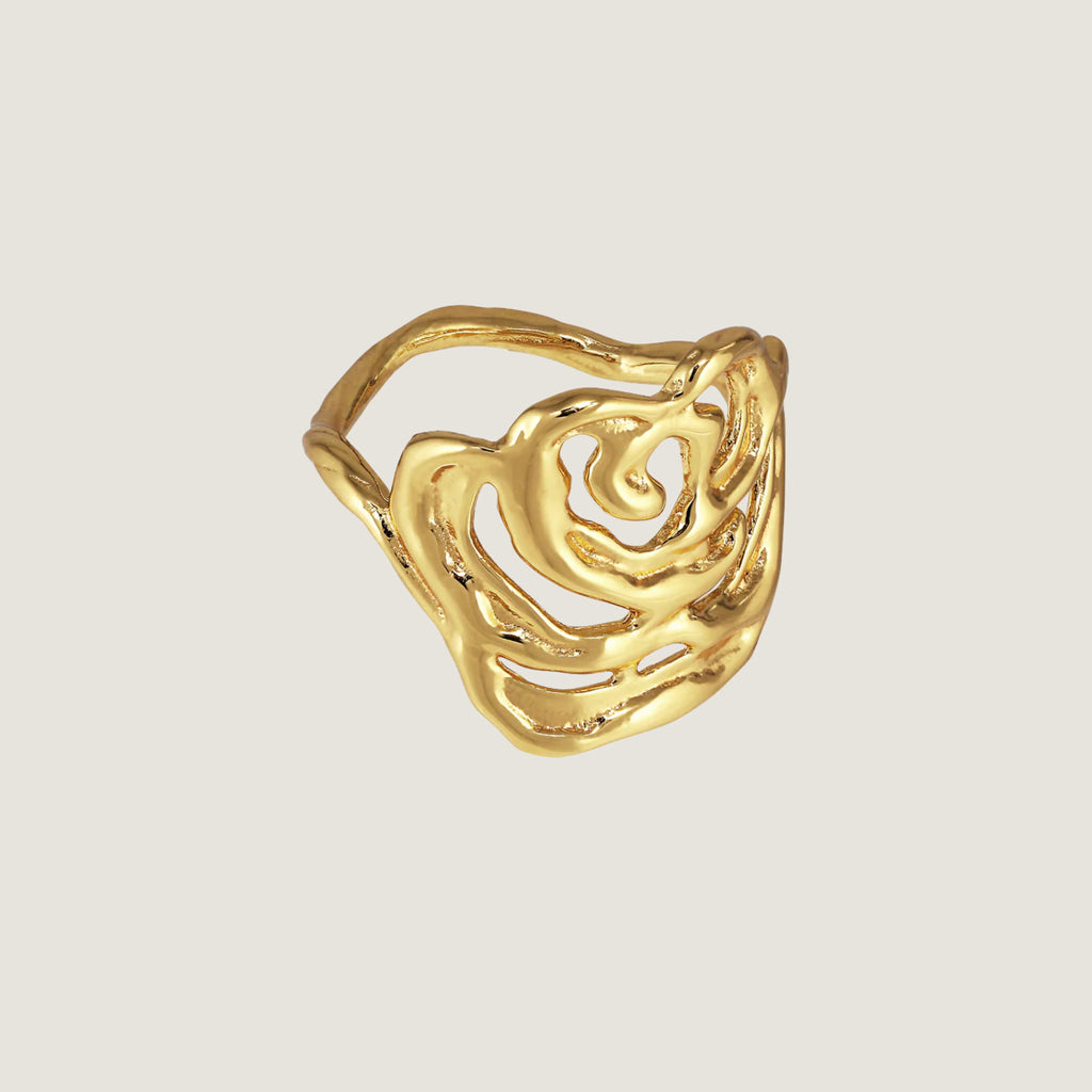 Big Rose ring forgyldt