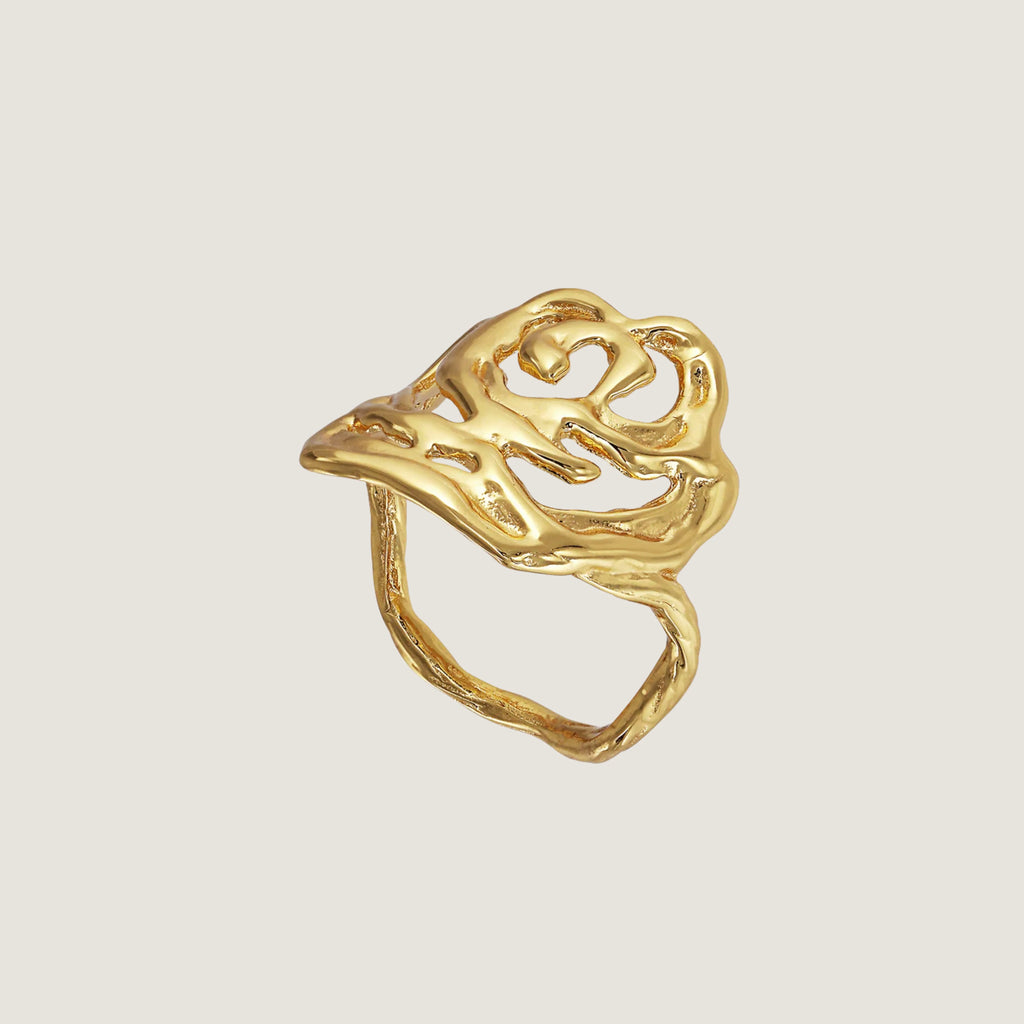 Big Rose ring forgyldt