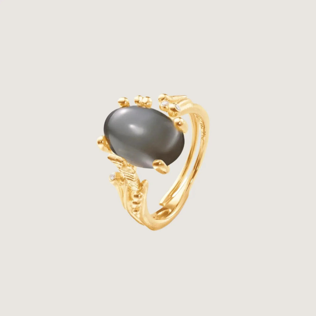 BoHo ring grå månesten 18kt