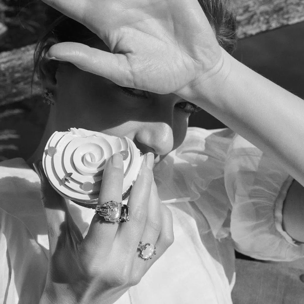BoHo ring m.rutilkvarts og grøn turmalin