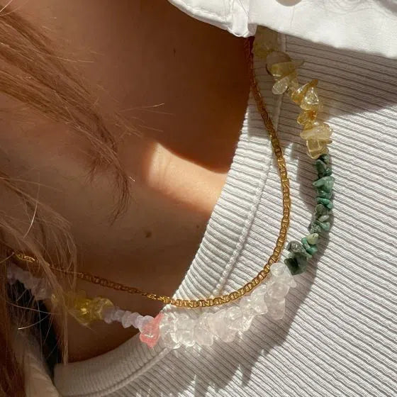 Crispy Coast Necklace - Pacific Colors with Pearls & Gemstones