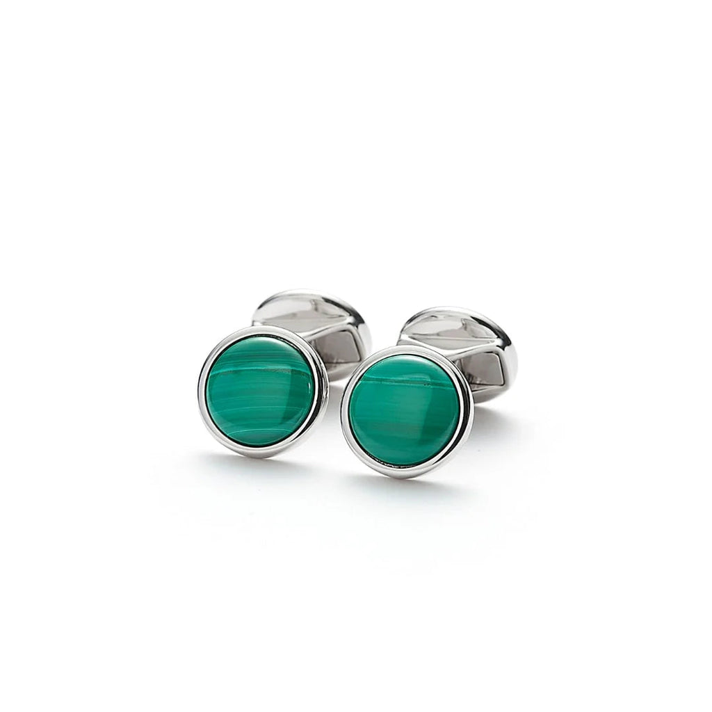 Cufflinks Round Malachite