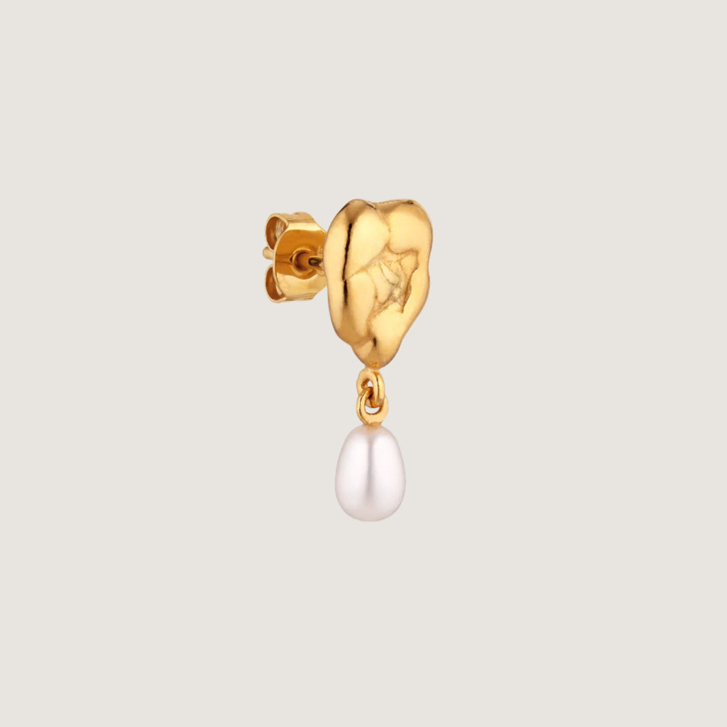 Drippy Earstud With Pearl Pendant
