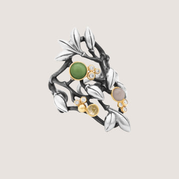 Forest ring med blandede sten og brillanter