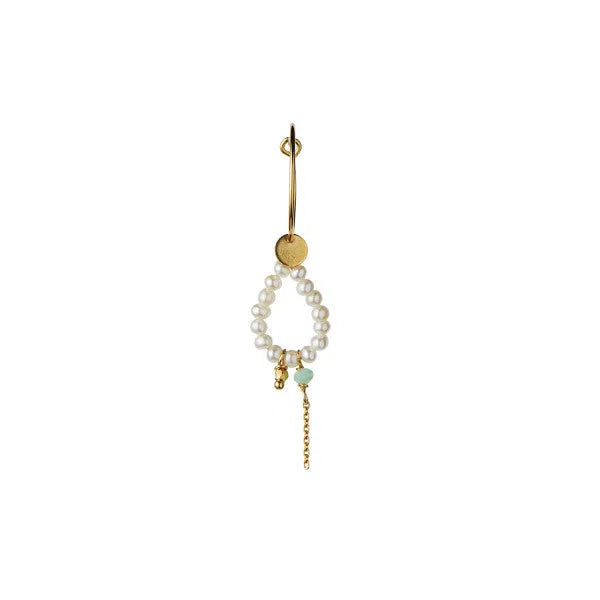 HEAVENLY PEARL DREAM HOOP GOLD – GREEN STONE & CHAIN