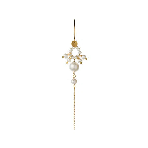 HEAVENLY PEARL DREAM HOOP GOLD – WHITE PEARLS & CHAIN