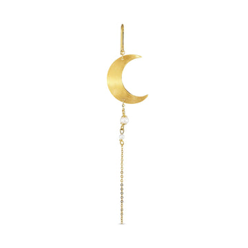 Half Moon Earring with pearl chain