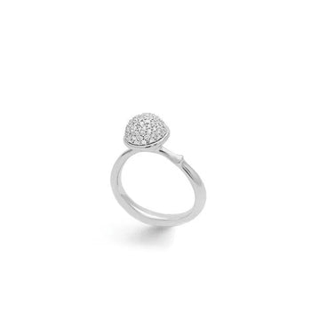 Lotus ring i 18kt hvidguld med pavé og brillanter TW.VS