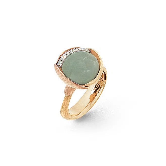 Lotus ring i 18kt rødguld med akvamarin og brillanter TW.VS