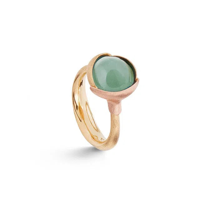 Lotus ring i 18kt rødguld med akvamarin