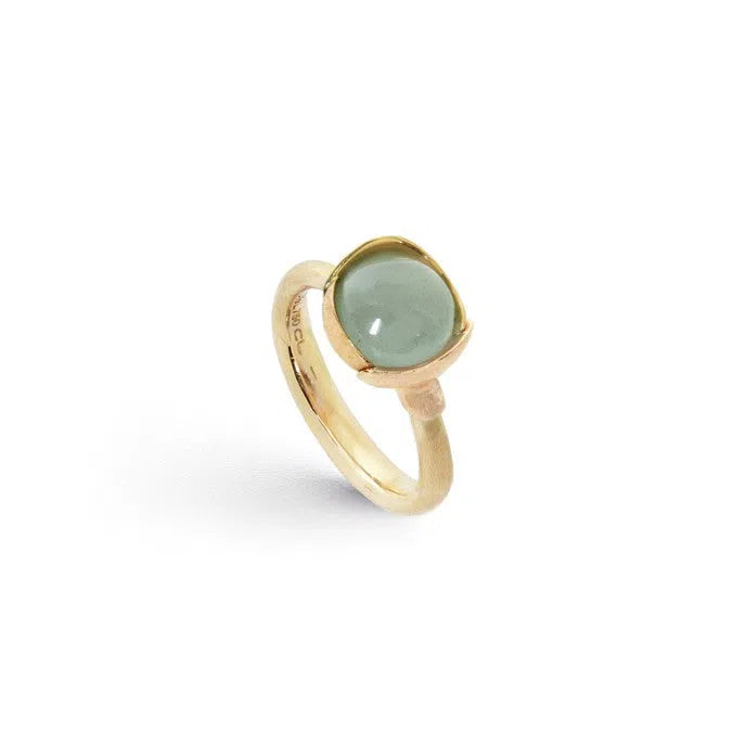 Lotus ring i 18kt rødguld med akvamarin