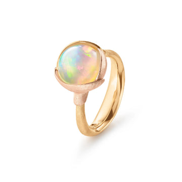 Lotus ring i 18kt rødguld med opal