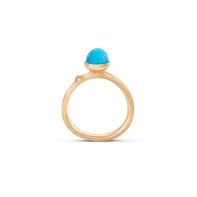 Lotus ring i 18kt rødguld med turkis