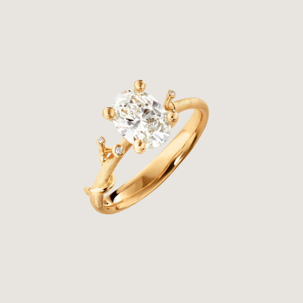 Nature solitaire ring slim 18kt rødg oval