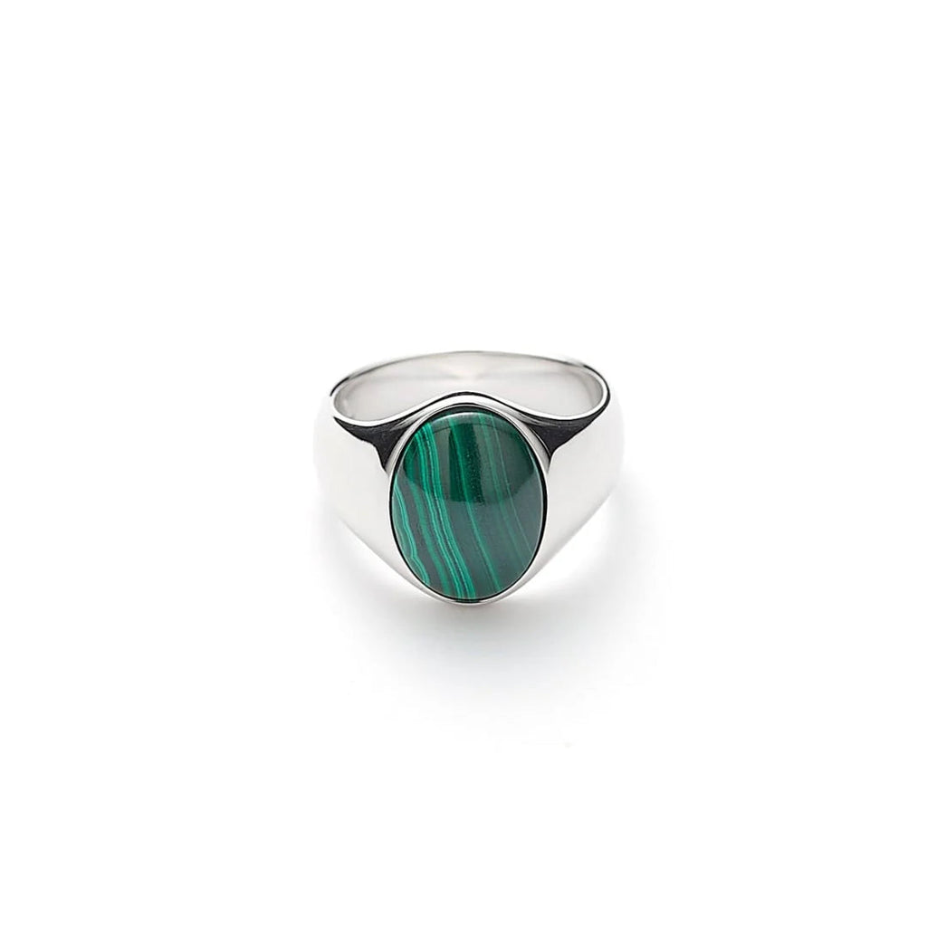 Oval Signet Ring Malachite