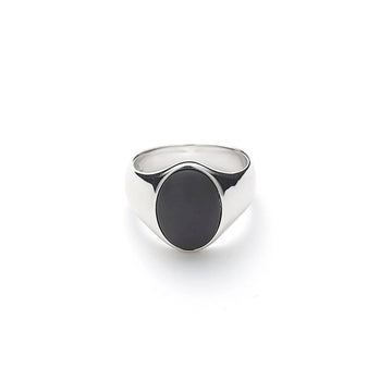 Oval Signet Ring Onyx Matte