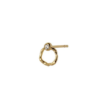 PETIT WAVY CIRCLE EARRING WITH STONE GOLD