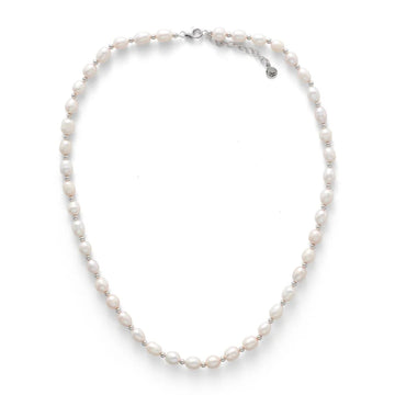 Pearl & Silver Bead Necklace 50cm