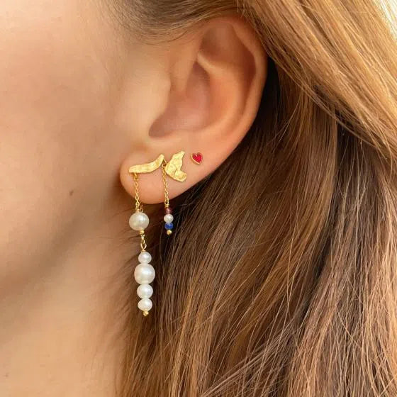 Petit gold splash earring chain & french kiss