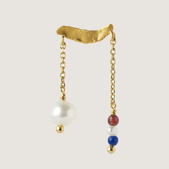 Petit gold splash earring chain & french kiss