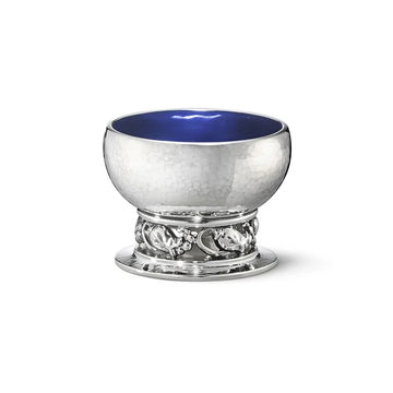 Saltkar sølv magnolia - Salt cellar with blue enamel