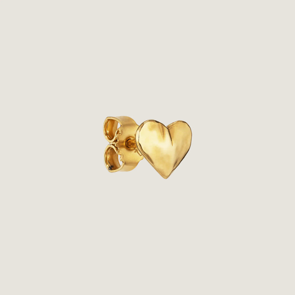 Bruised Heart Stud, gold-plated sterling silver