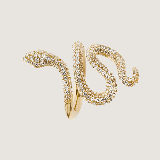 Snakes ring medium pavé
