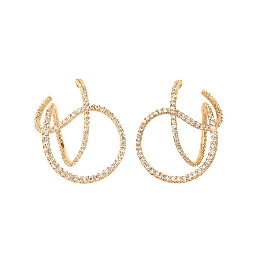 Twisted Love band Earrings 18 karat yellow gold 248 diam. total 2,44 ct TW.VS. (Pair)