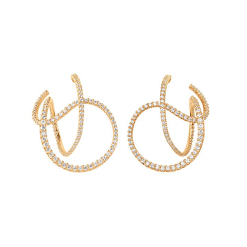 Twisted Love band Earrings 18 karat yellow gold 248 diam. total 2,44 ct TW.VS. (Pair)